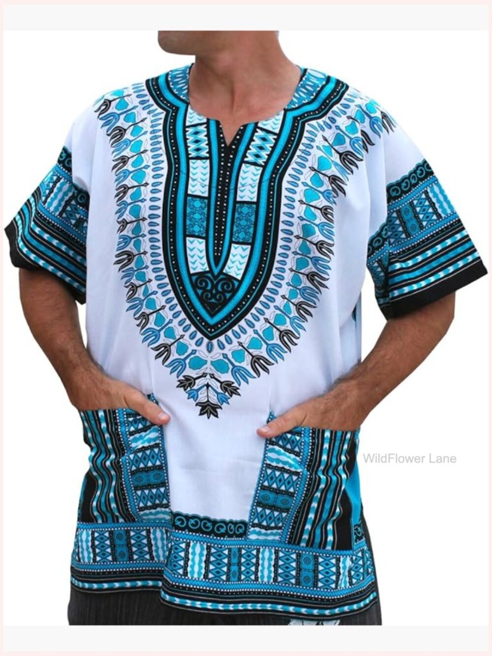 Bright Super Big Cut Dashiki Cotton Plus Size Shirt Blouse